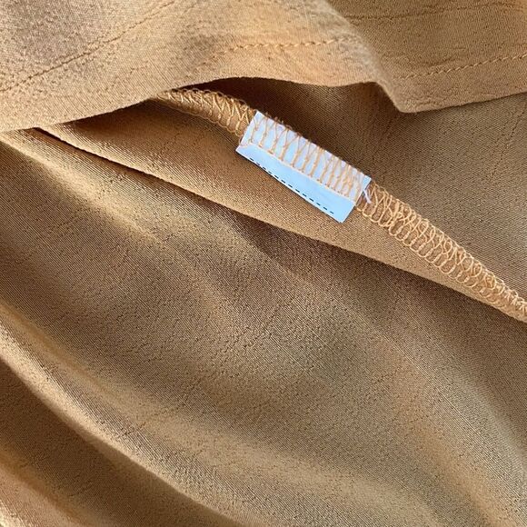 ZARA Mustard Yellow V Neck BABYDOLL RUFFLE PLEATED DRAPE HI LOW Sz-Small - Picture 9 of 11